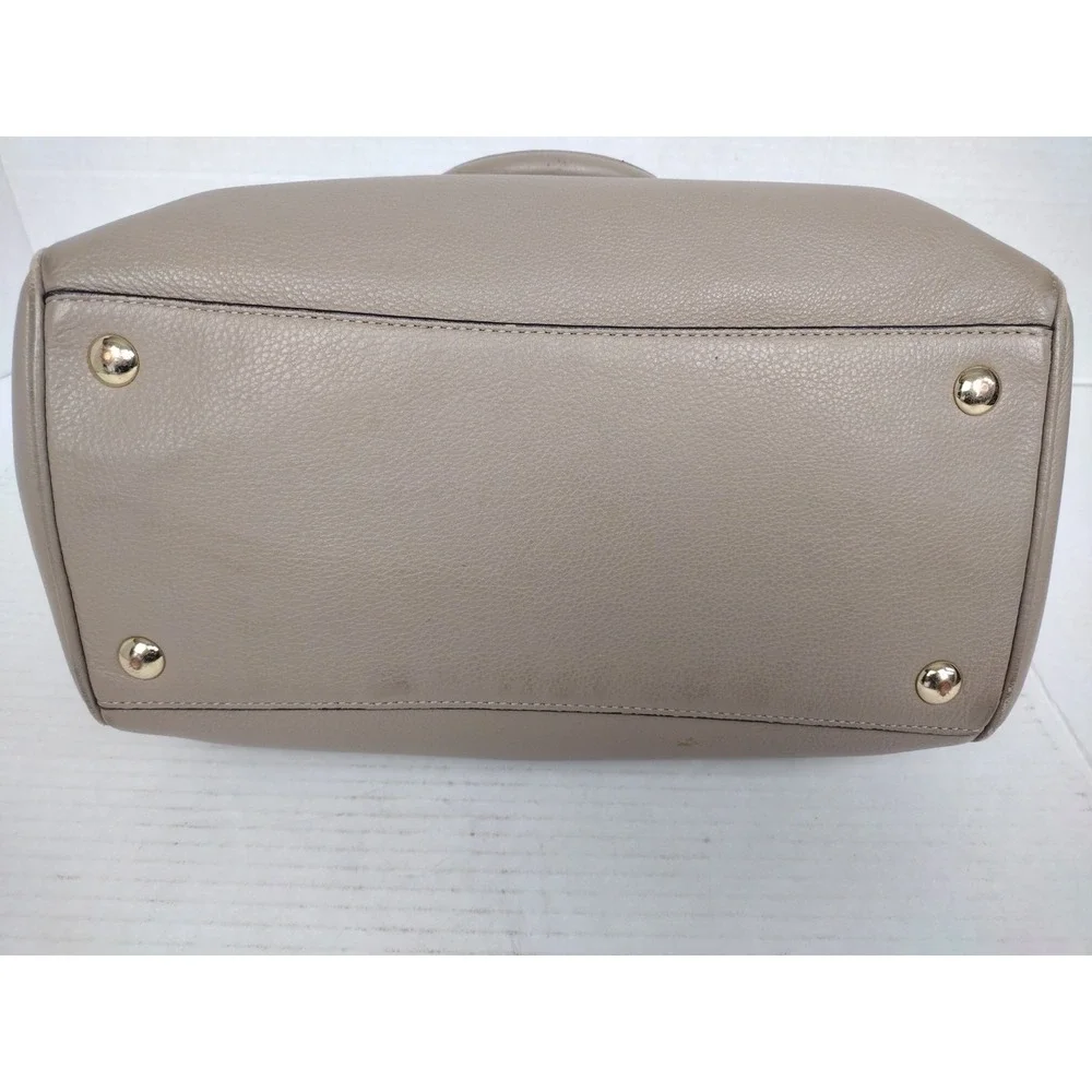 COACH F36672 Bennett Satchel Taupe Tan Pebble Leather Hand Bag Medium